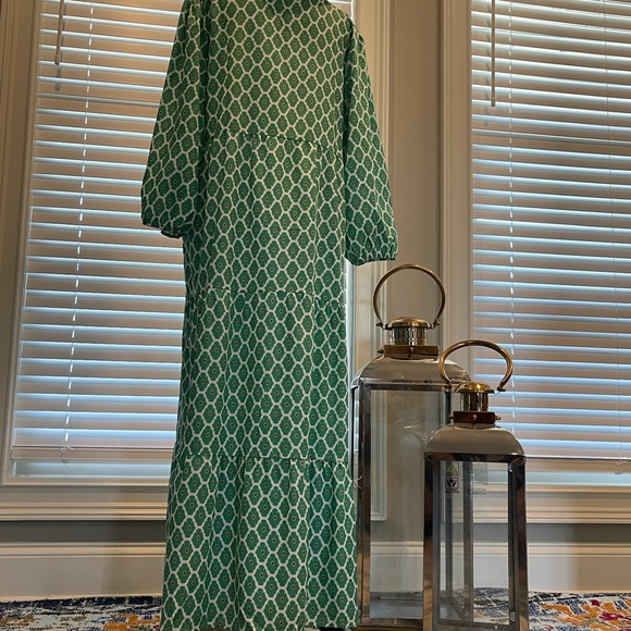 Green Lantern Sleeve Printing Long boho Dress - Picture 11 of 11